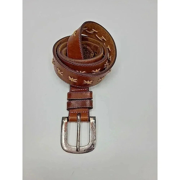 GAP Brown Leather Belt Men's Size 32 Twine Accents - Picture 1 of 7